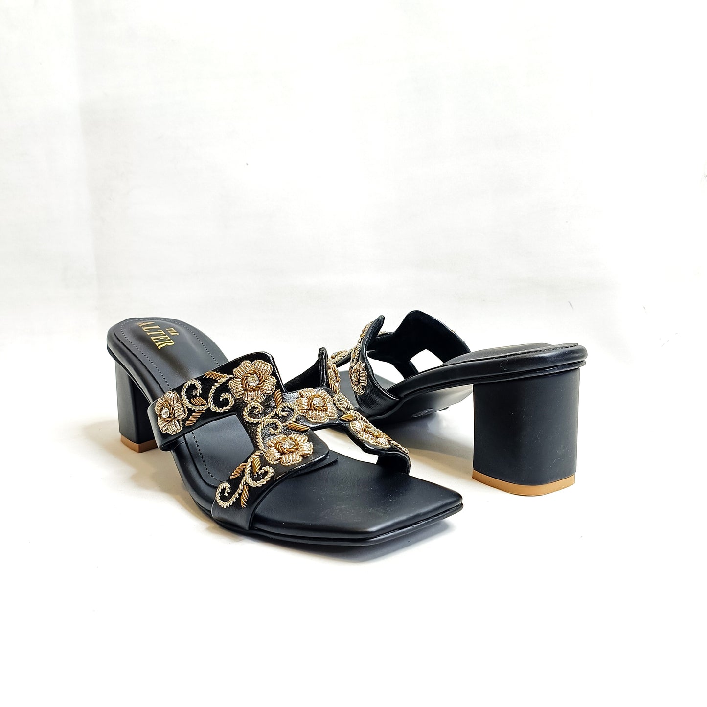 Meher Embroidered Block Heels