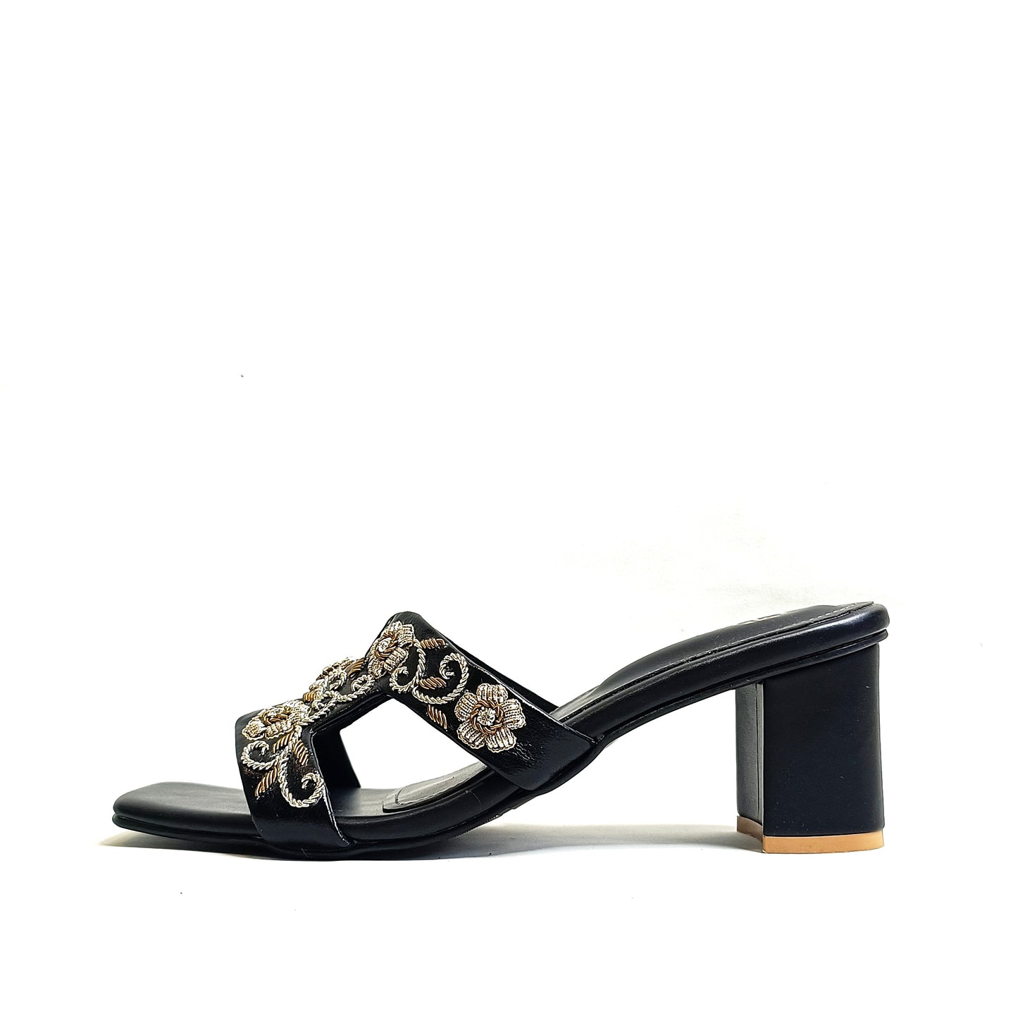 Meher Embroidered Block Heels