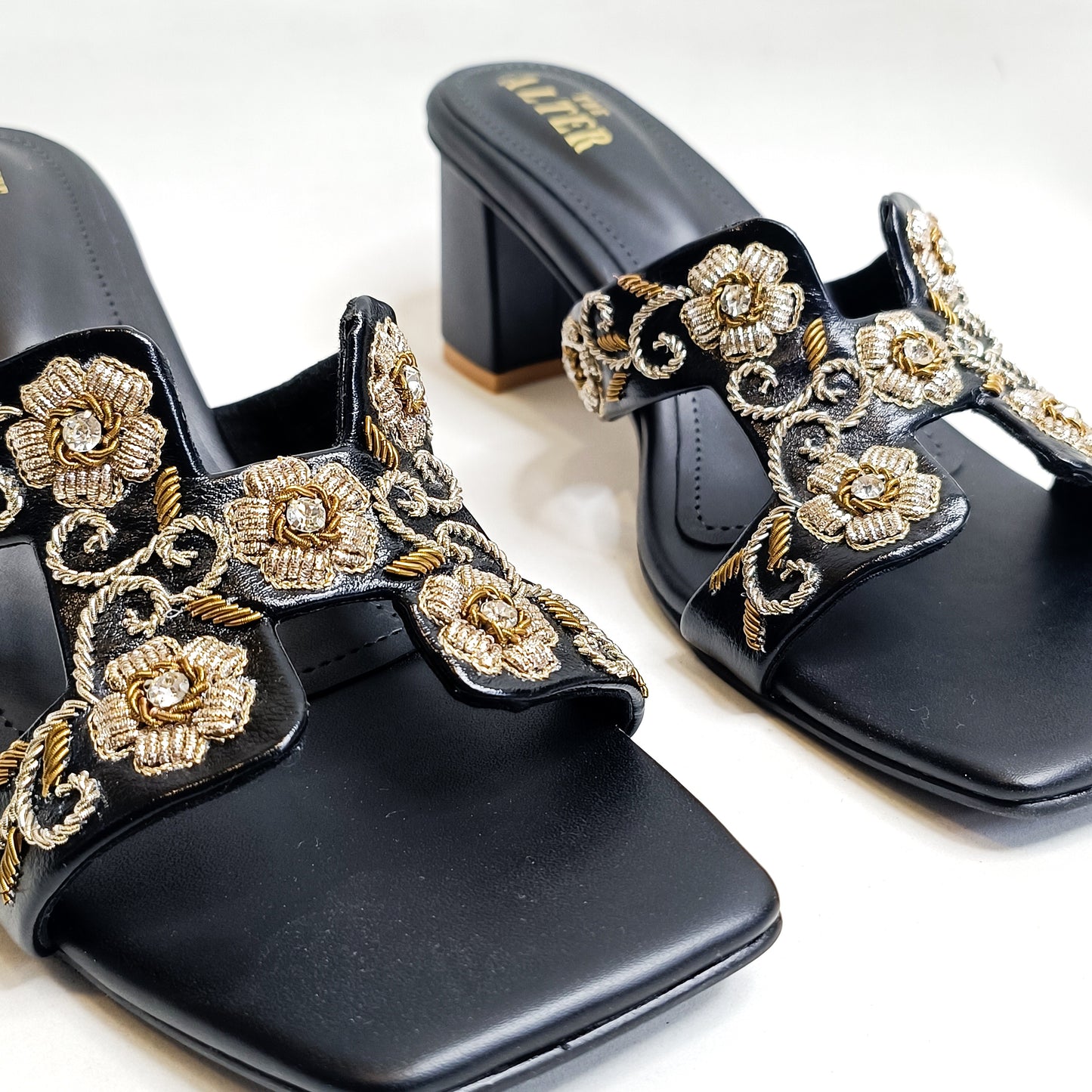 Meher Embroidered Block Heels