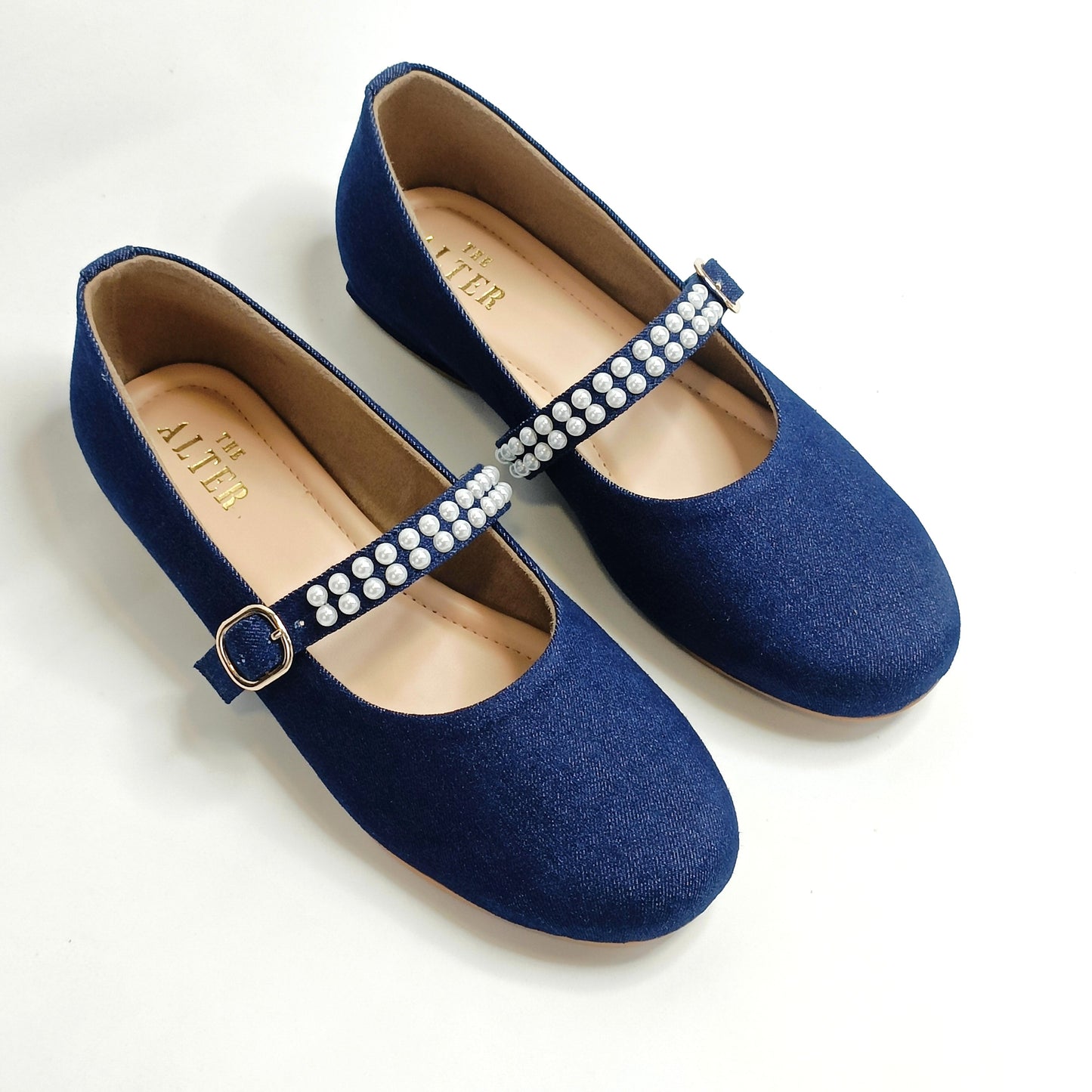 Denim Pearl Mary Janes