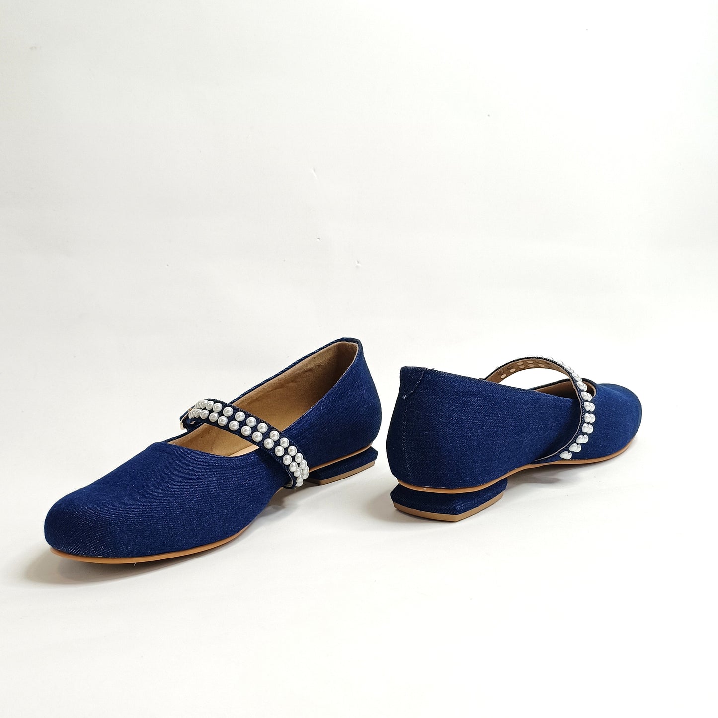Denim Pearl Mary Janes