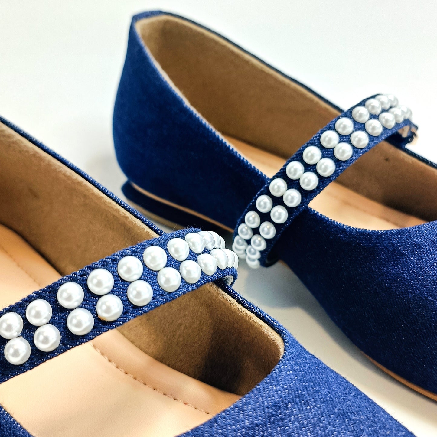Denim Pearl Mary Janes