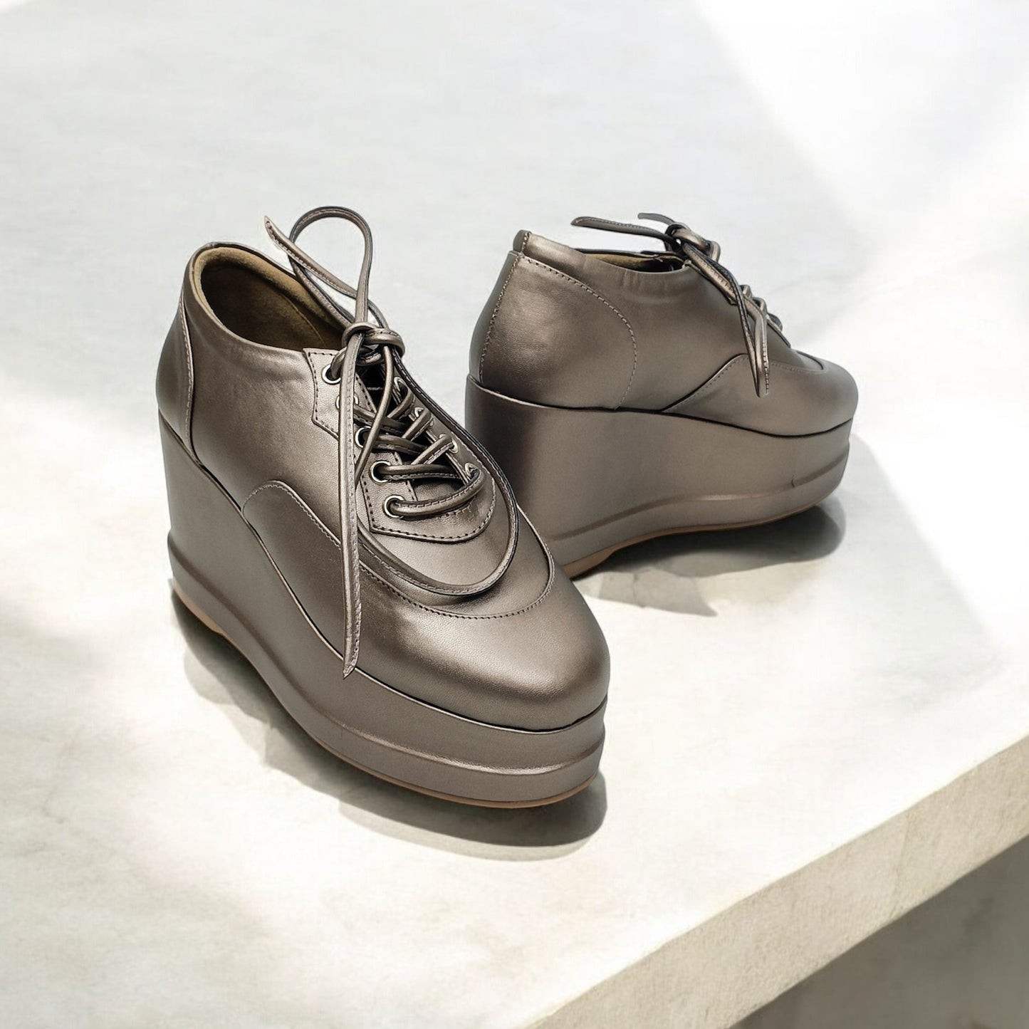 Gunmetal Platform Sneakers