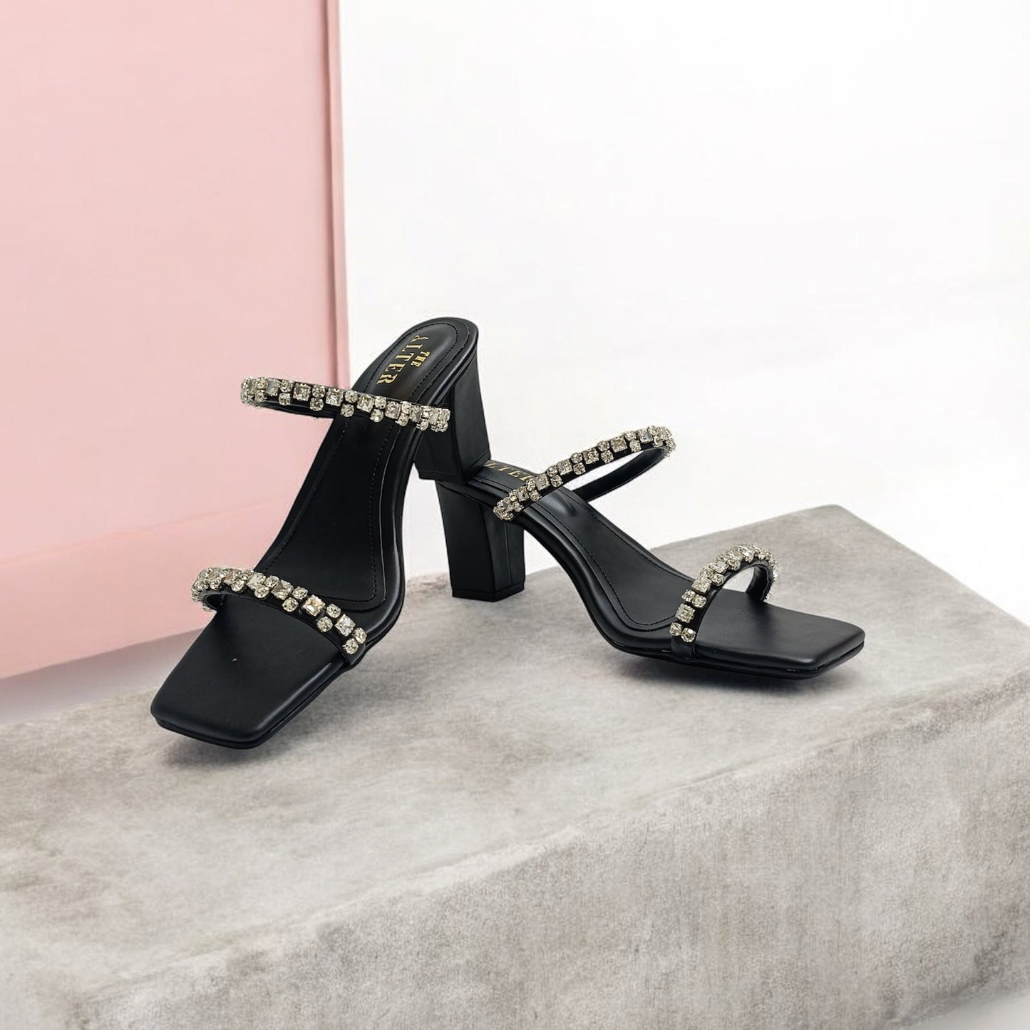 Alina Embellished Block Heels