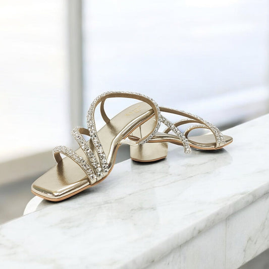 Kiara T shaped Embellished Block Heels