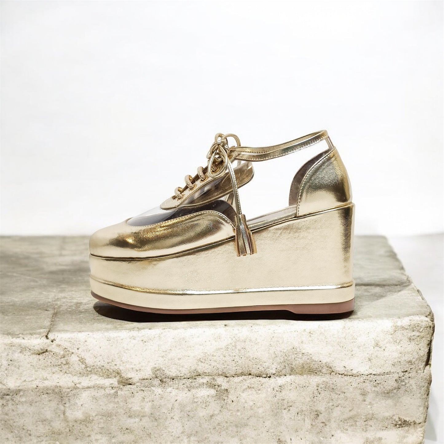Gold Clear Platform Sneakers