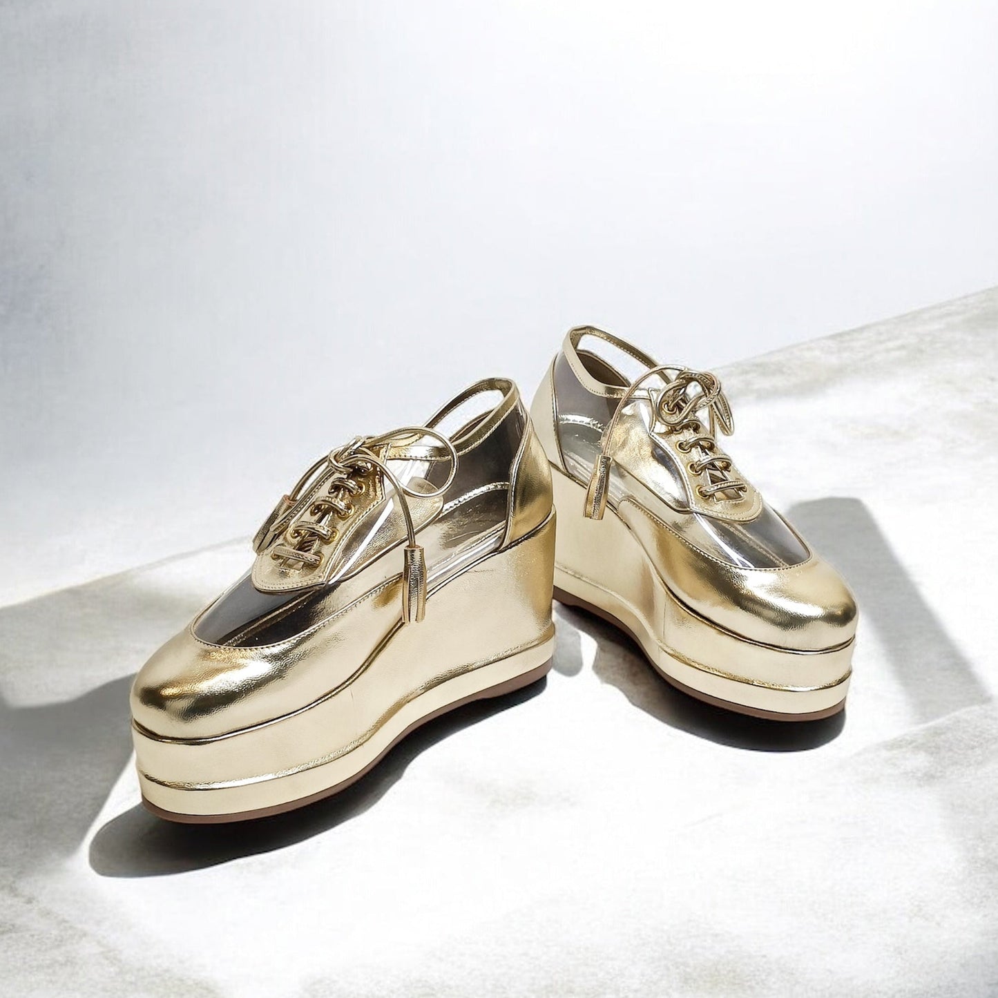 Gold Clear Platform Sneakers