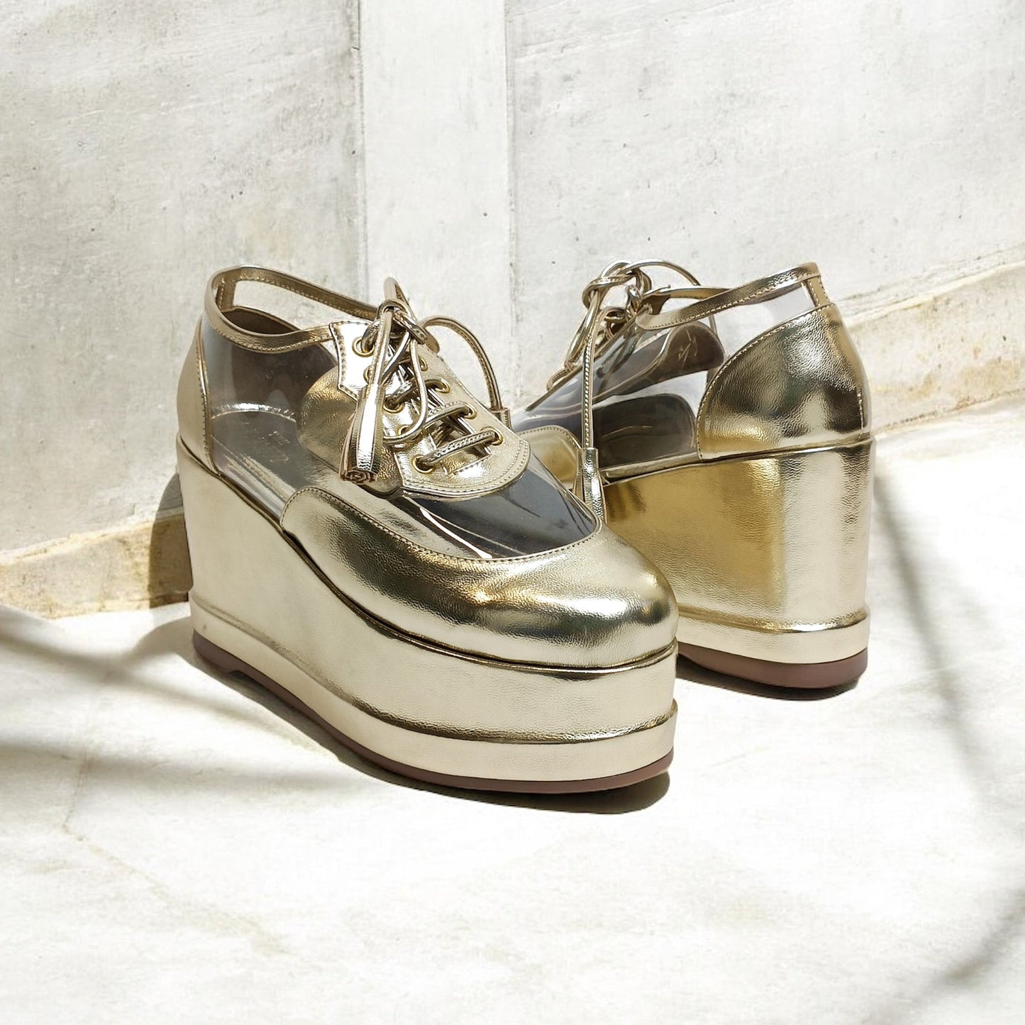 Gold Clear Platform Sneakers