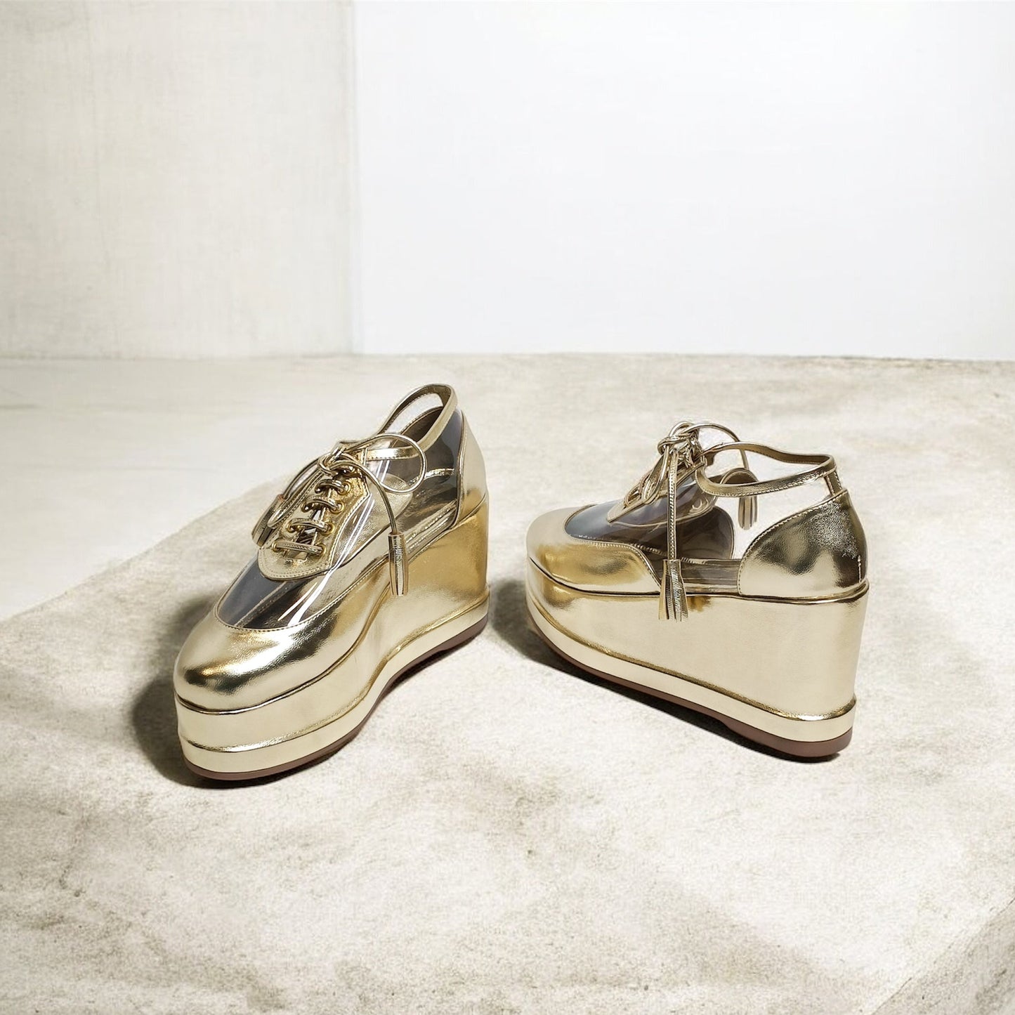 Gold Clear Platform Sneakers