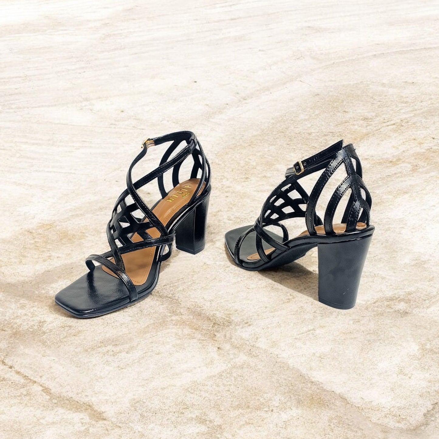 Trixie Cutwork Strappy Block Heels