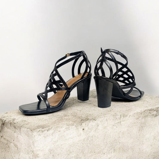 Trixie Cutwork Strappy Block Heels