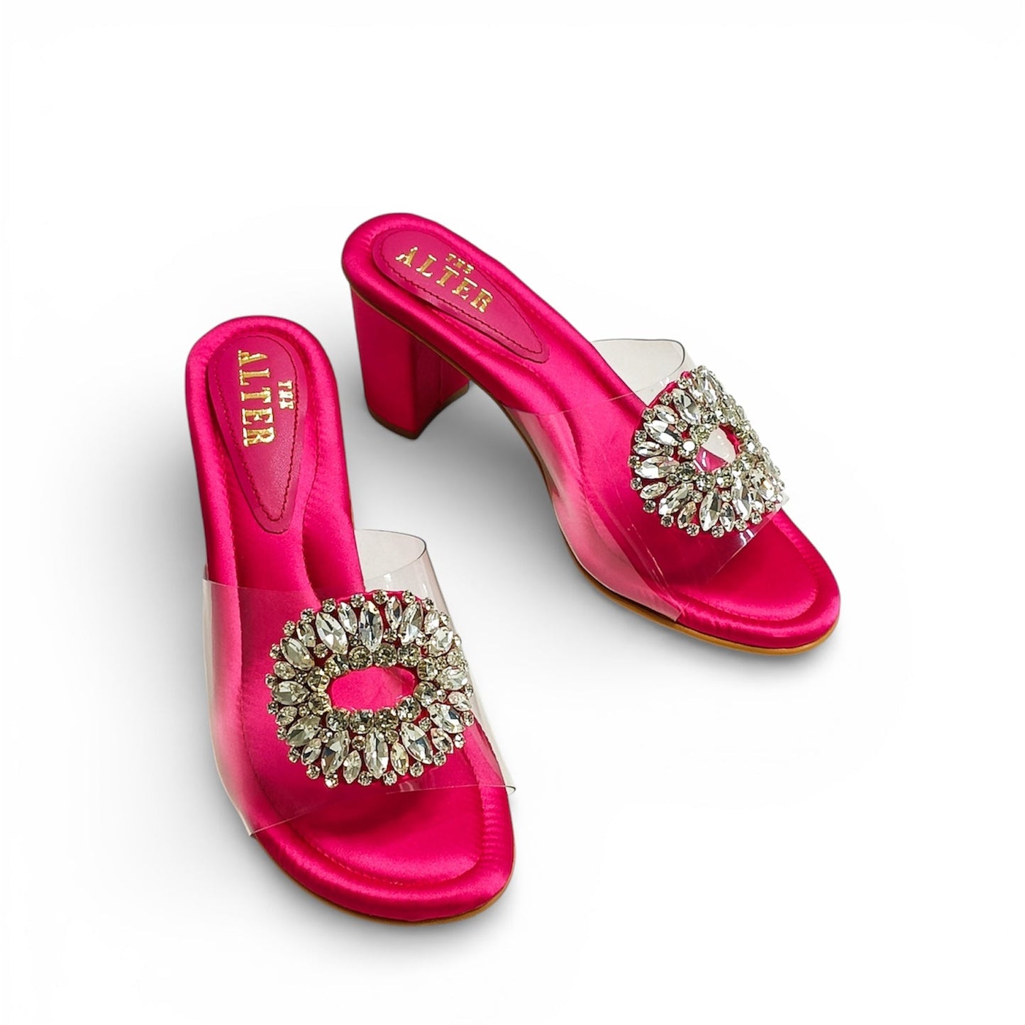 Open Toe Embellished Block Heels