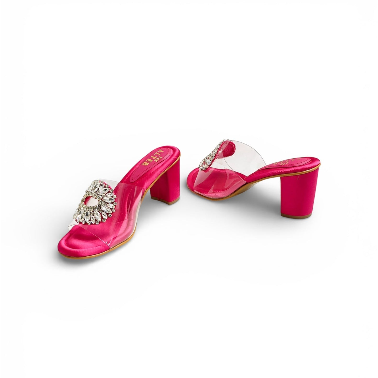 Open Toe Embellished Block Heels