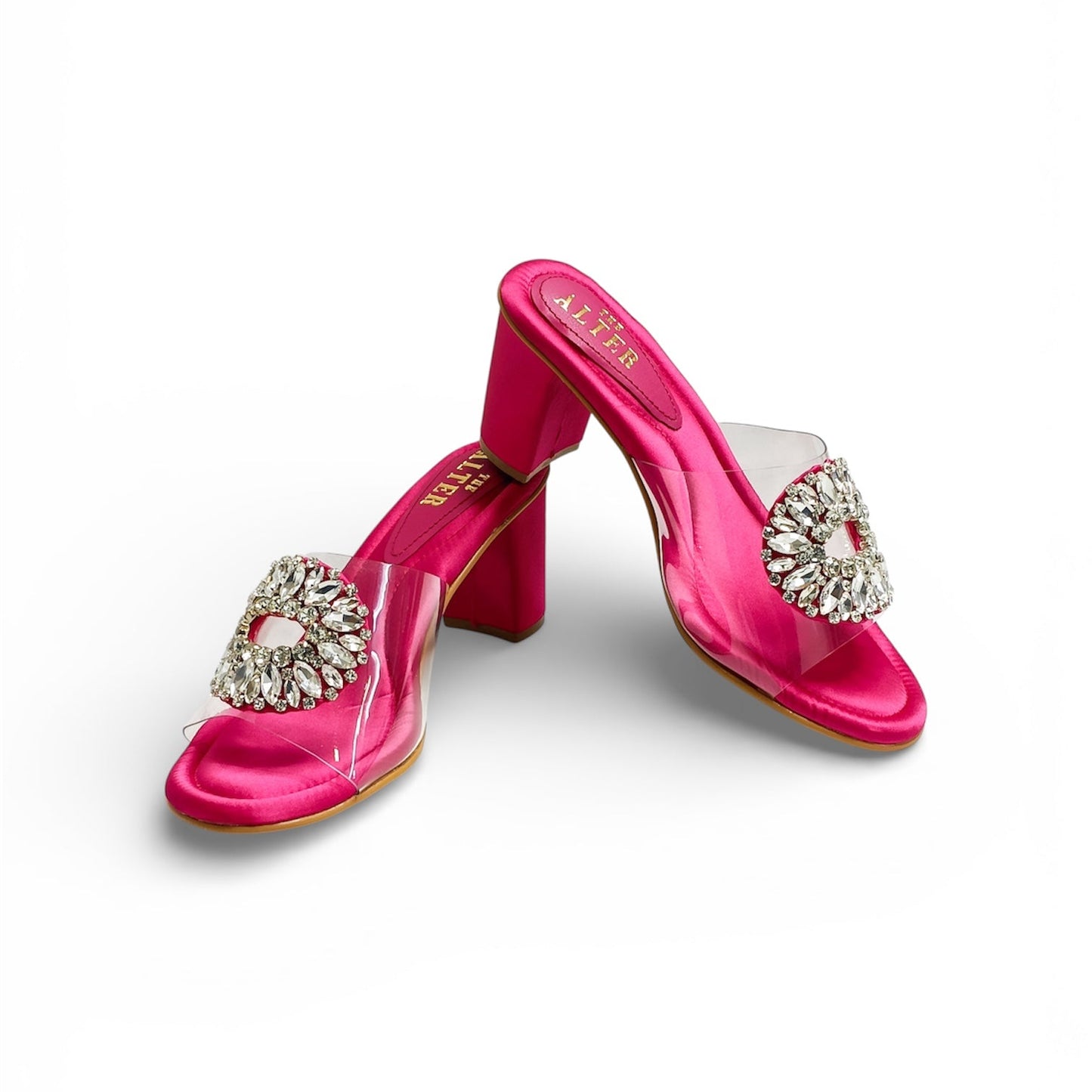 Open Toe Embellished Block Heels