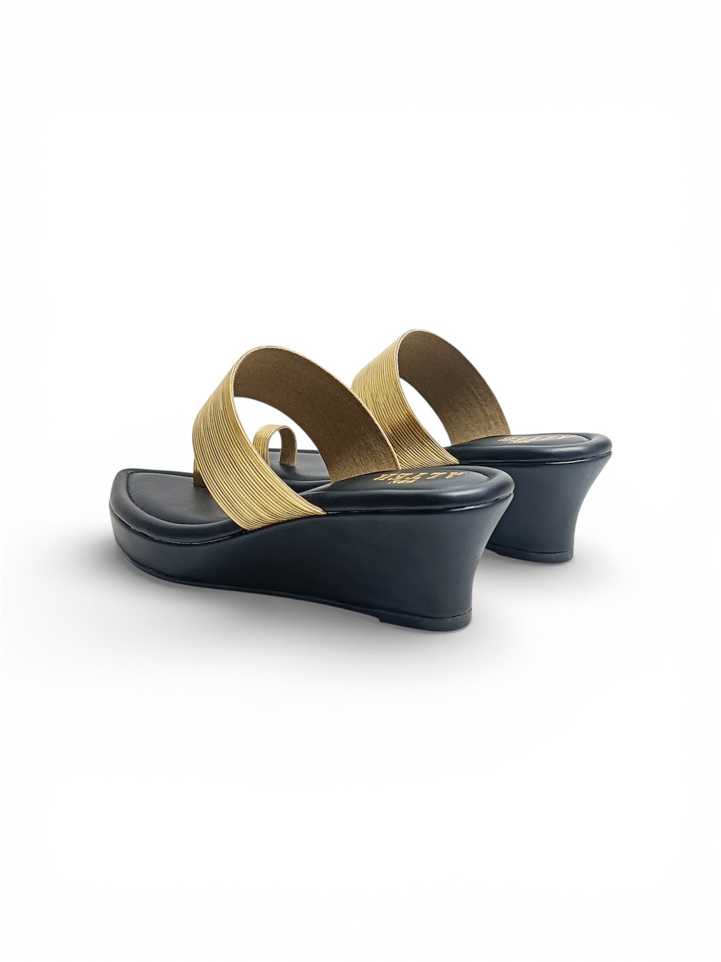 Pointed Toe Gold Strap Platforms