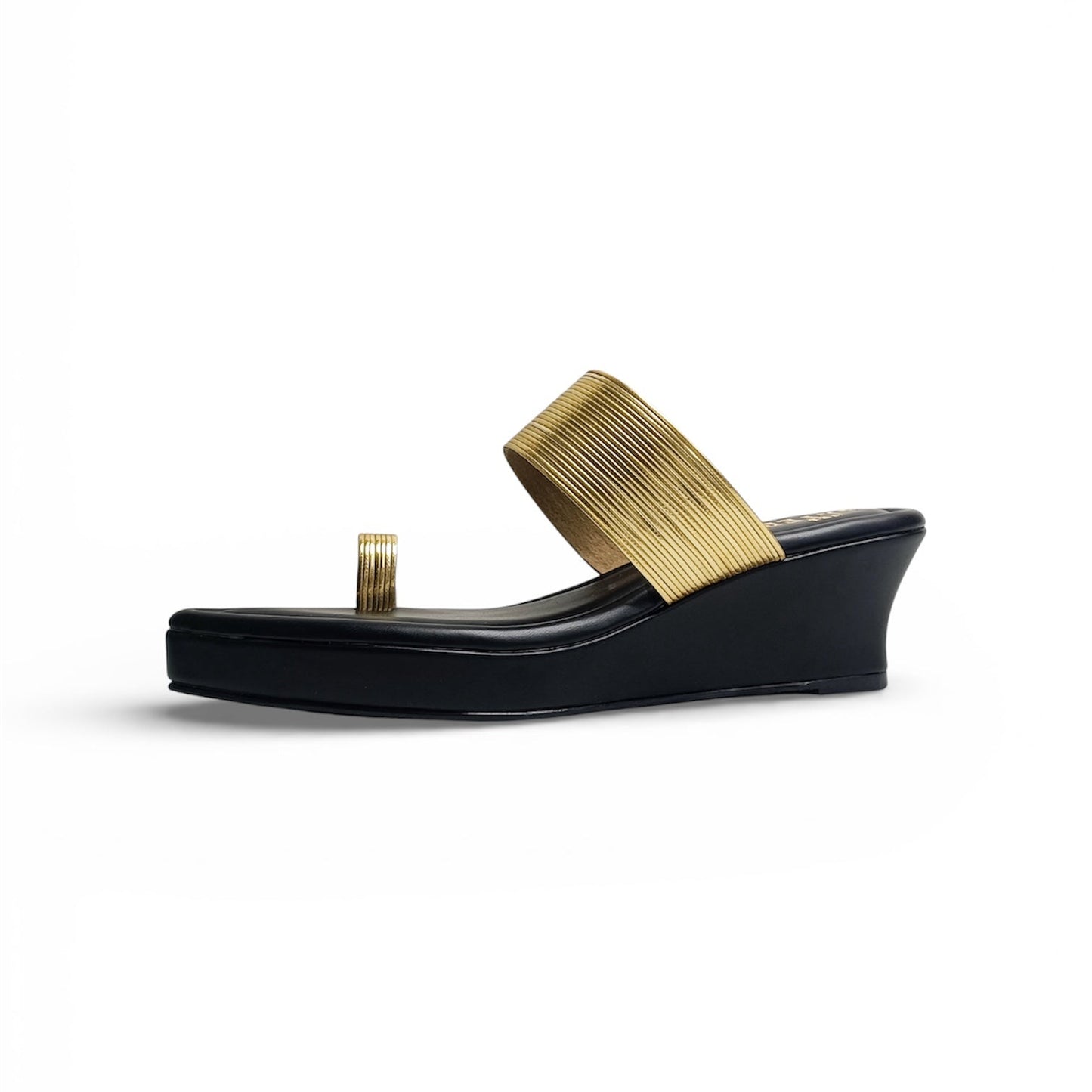 Pointed Toe Gold Strap Platforms