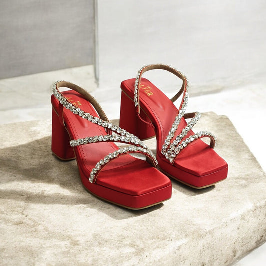 Kiara T shaped Embellished Block Heels