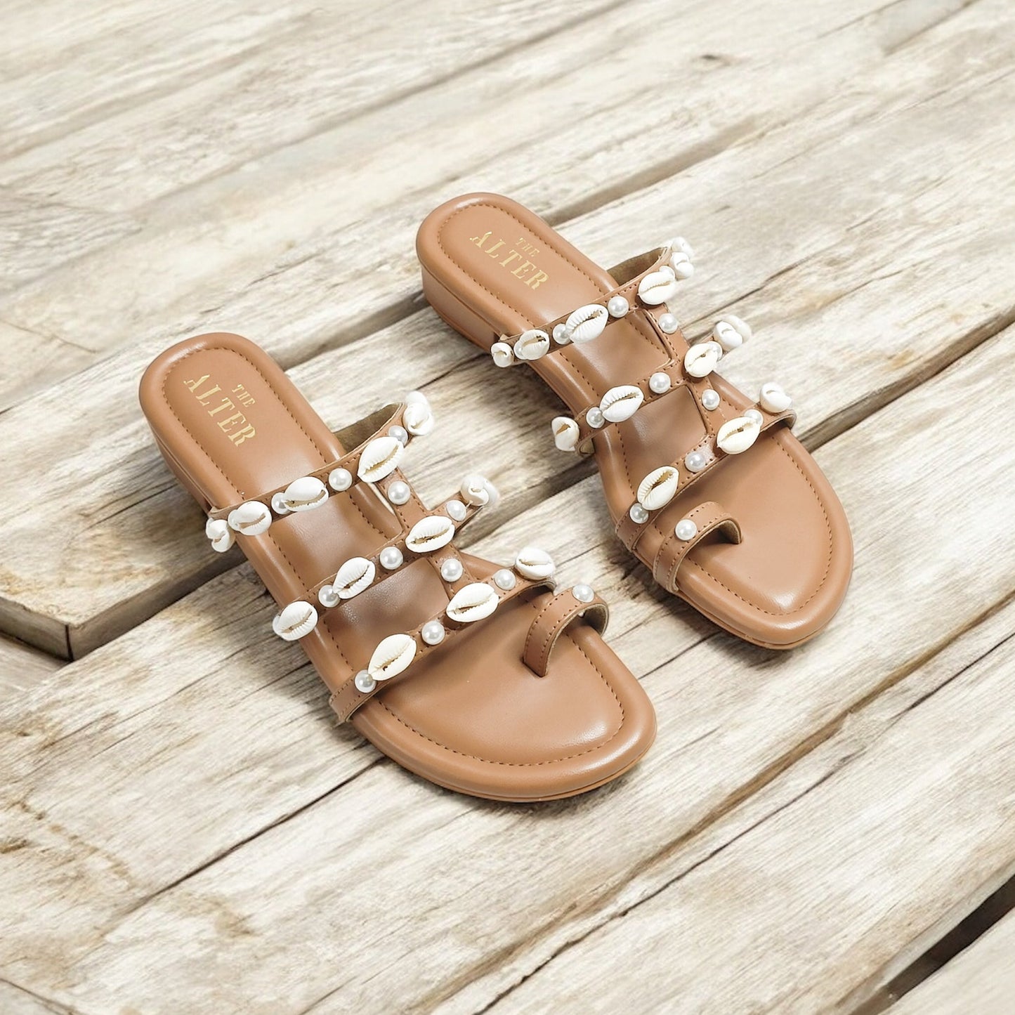 Shell Embellished Flats