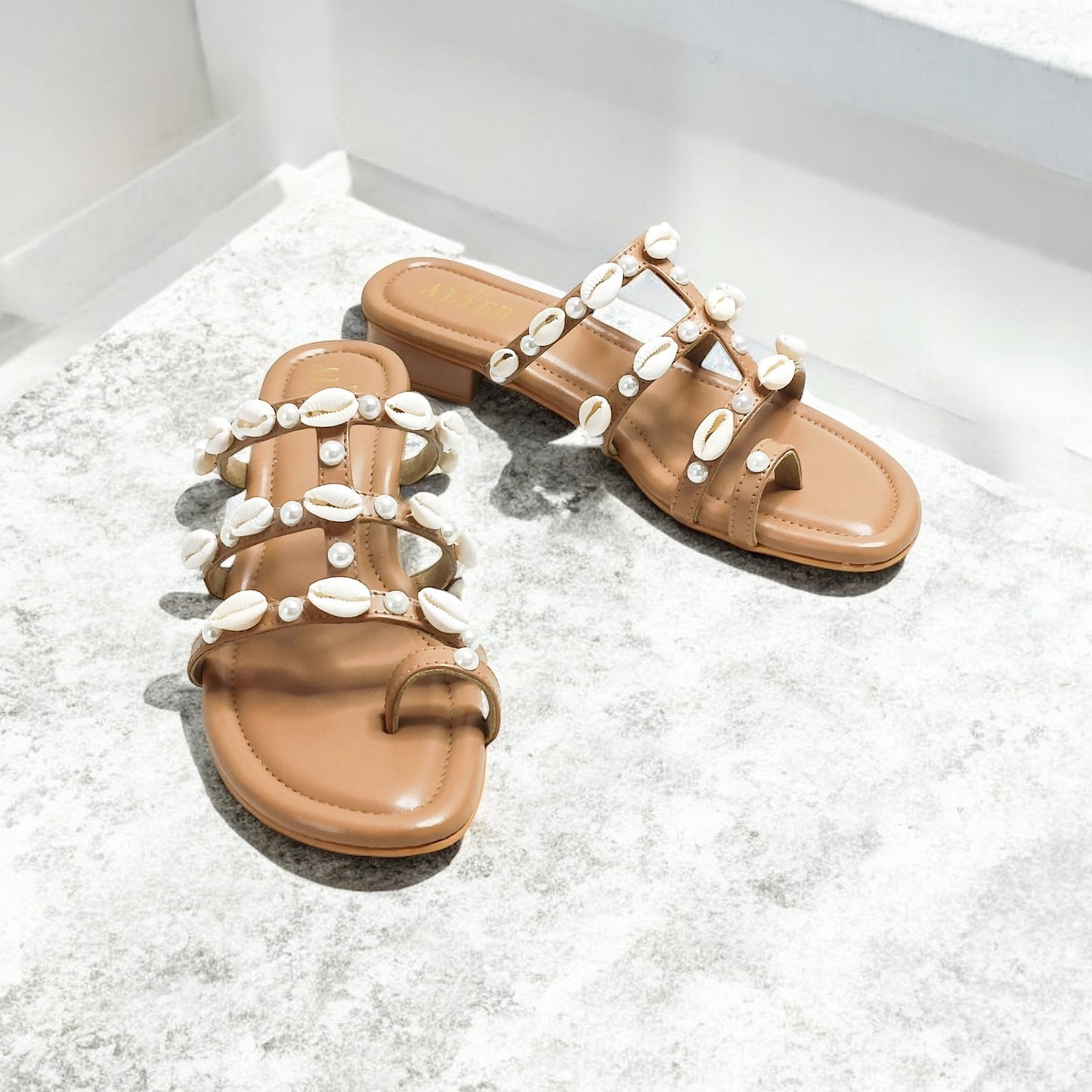 Shell Embellished Flats