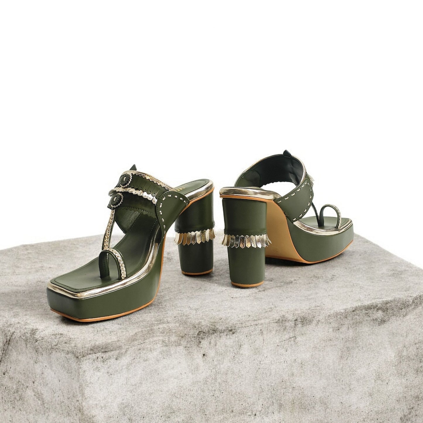 Maahira T Shaped Kohla Block Heels