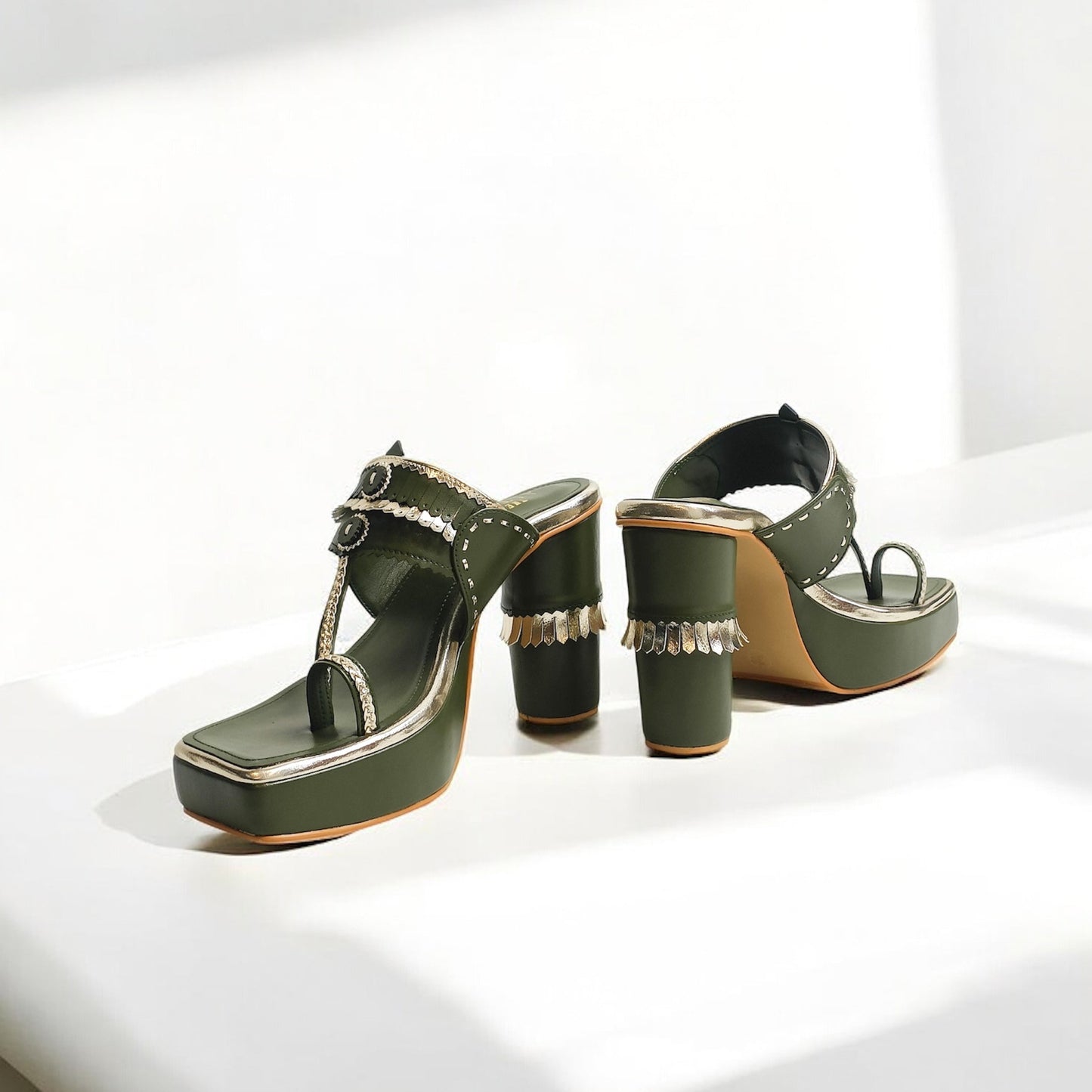 Maahira T Shaped Kohla Block Heels