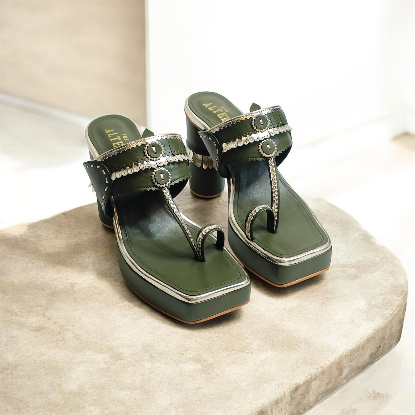 Maahira T Shaped Kohla Block Heels