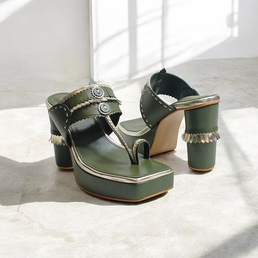 Maahira T Shaped Kohla Block Heels