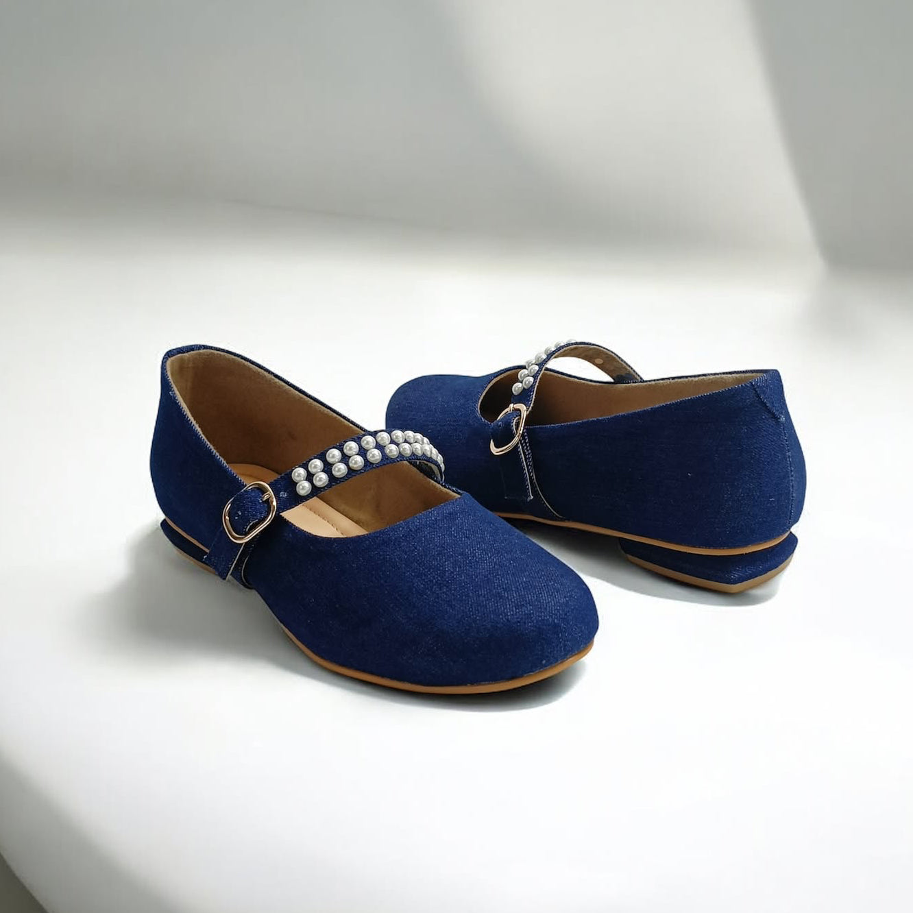 Denim Pearl Mary Janes